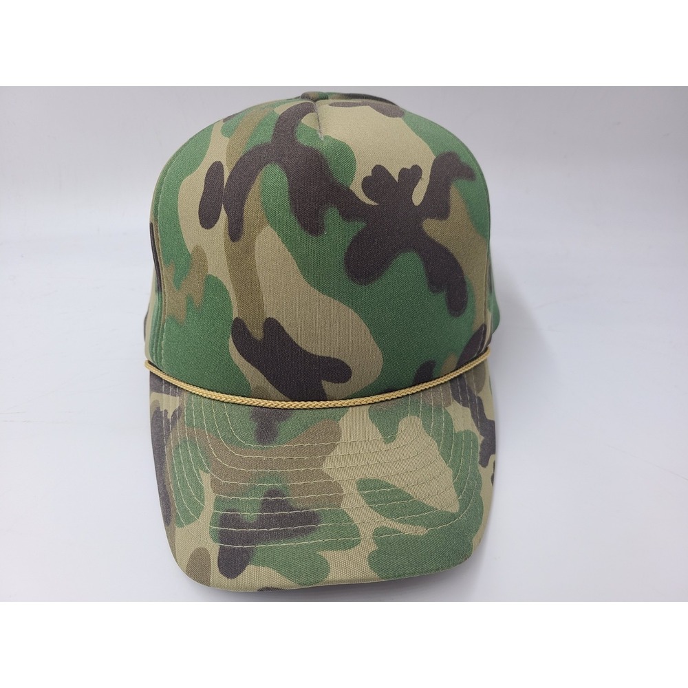 Vintage Blank Plain Camo US Crown Co Rope Snapback Hat Cap Hunt Fish Green Brown
